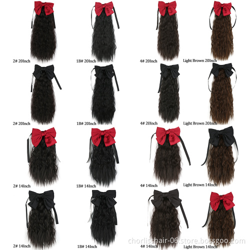 Ombre Color Natural Attachment Wrap Around Drawstring Ponytail Synthetic Hair Fishtail Synthetic Hair Braids Ponytail